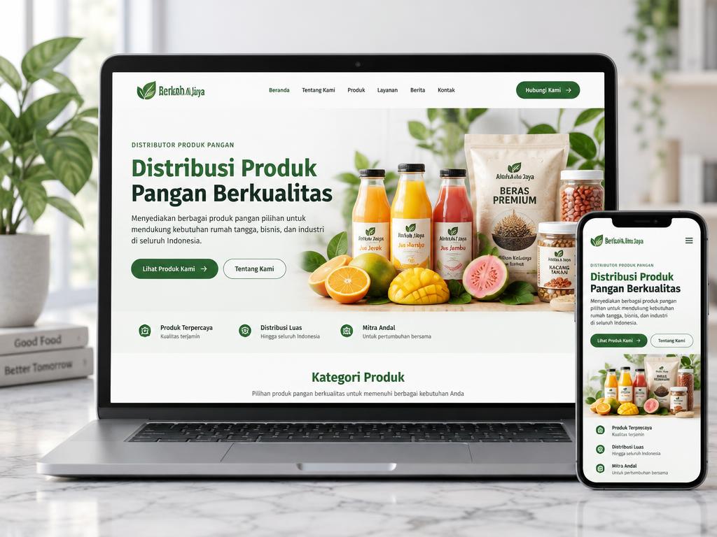 Berkah Alina Jaya website desktop and mobile preview