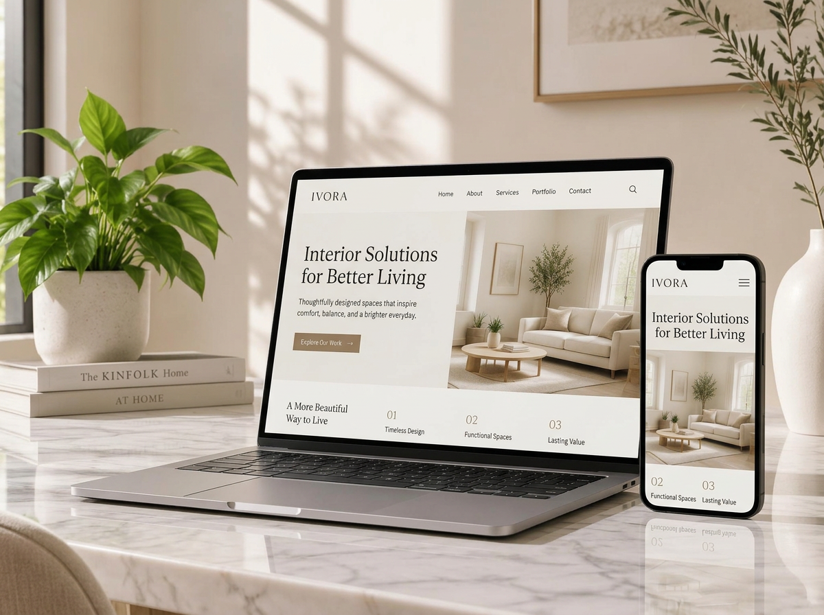 Ivora Interior — website desktop and mobile
