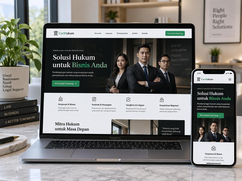 CariHukum website desktop and mobile preview
